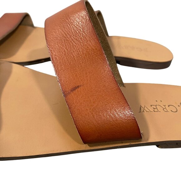 J.Crew Womens Brown Leather Two-Strap Flat Sandals Size 8 Casual Footwear - Picture 4 of 8